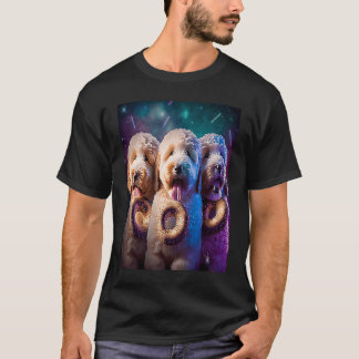 Camiseta Goldendoodle En El Espacio Con Donuts Cute Doodle