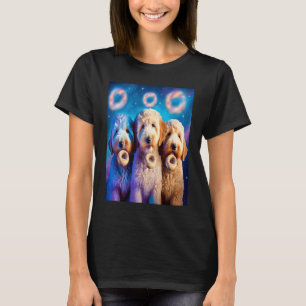 Camiseta Goldendoodle En El Espacio Con Donuts Cute Doodle