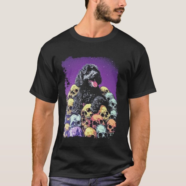 Camiseta Goldendoodle Esqueleto Lindo Gótico (Anverso)