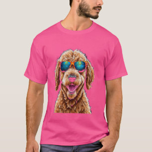 Camiseta Goldendoodle Gafas de sol Golden Doodle Doodle Art