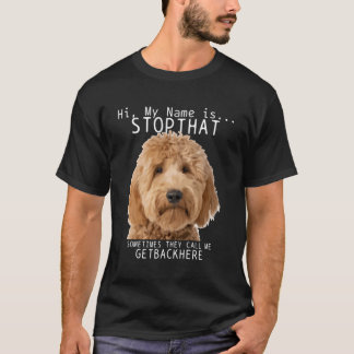 Camiseta Goldendoodle Hi Mi Nombre Es Stop That Funny Perro