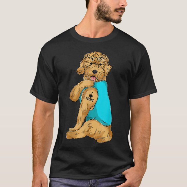 Camiseta Goldendoodle I Love Mom Tattoo Apparel perro Mom G (Anverso)