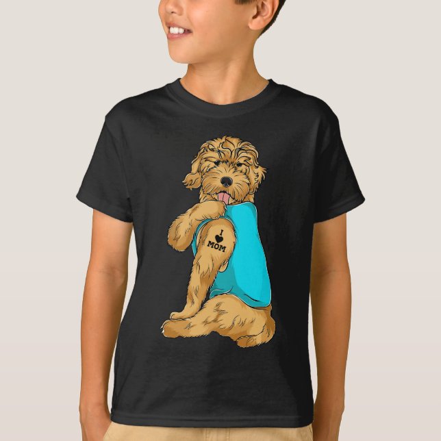 Camiseta Goldendoodle I Love Mom Tattoo Apparel perro Mom G (Anverso)