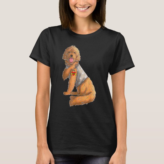 Camiseta Goldendoodle I Love Mom Tattoo Dog Día de la Madre (Anverso)
