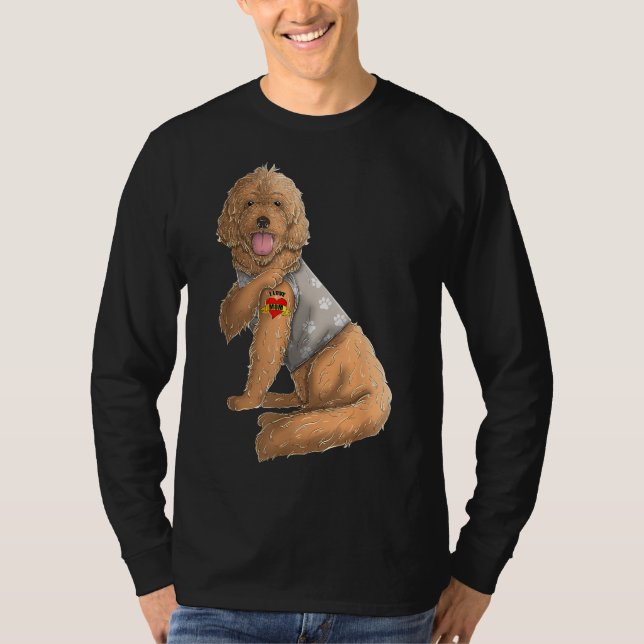 Camiseta Goldendoodle I Love Mom Tattoo Dog Funny's (Anverso)