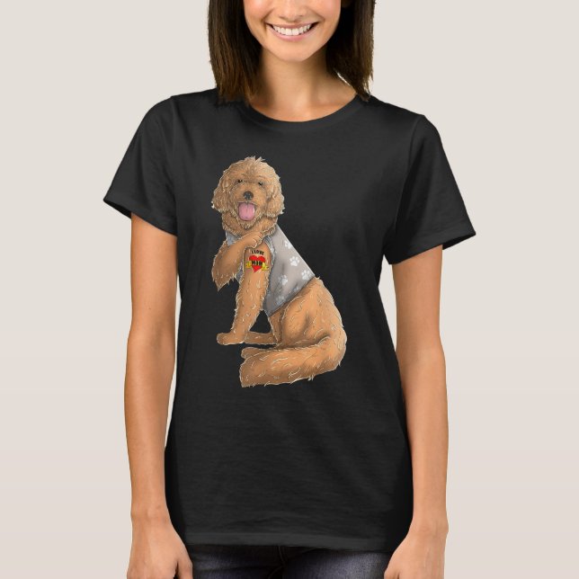 Camiseta Goldendoodle I Love Mom Tattoo Dog Funny's (Anverso)