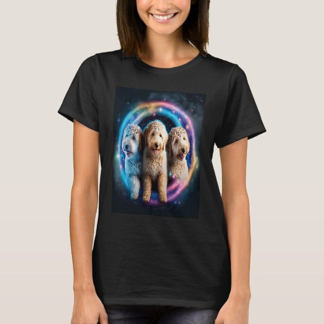 Camiseta Goldendoodle In Space With Donuts Cute Doodle Boys (Anverso)