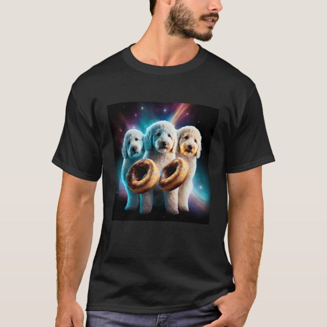 Camiseta Goldendoodle In Space With Donuts Cute Doodle Boys (Anverso)