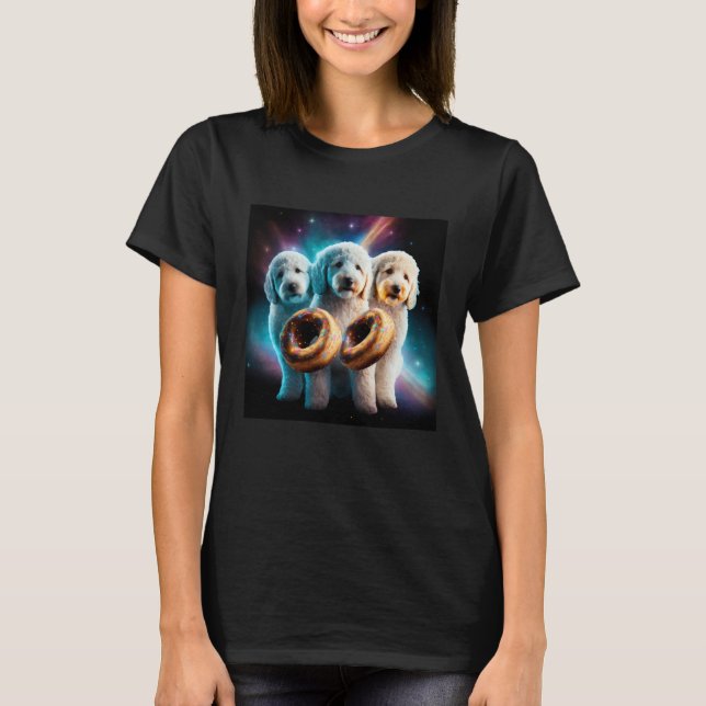 Camiseta Goldendoodle In Space With Donuts Cute Doodle Boys (Anverso)