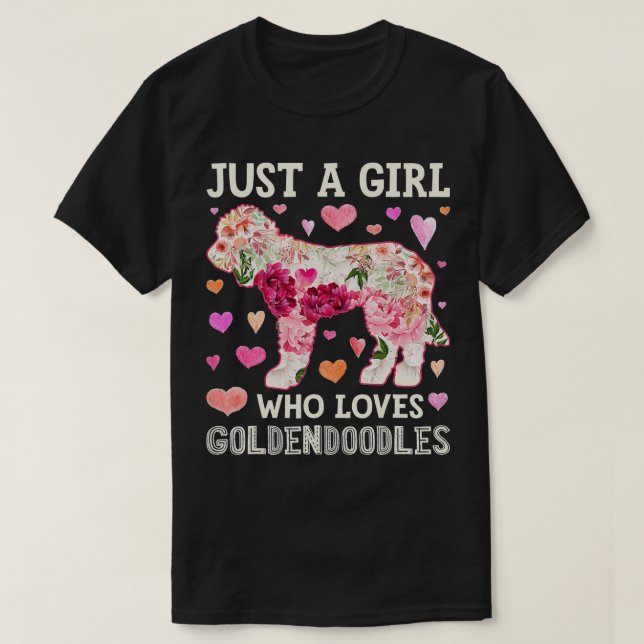 Camiseta Goldendoodle Just A Girl Who Loves Dog Flower Wome (Diseño del anverso)