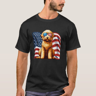 Camiseta Goldendoodle Perro Bandera Americana Patriótico Ve