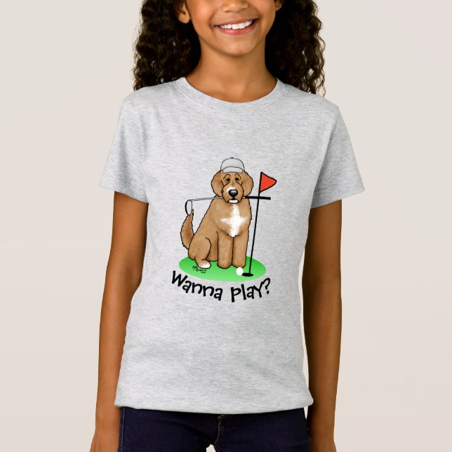 Camiseta Goldendoodle Perro Jugando Golf (rojo whmk2) Diver (Anverso)