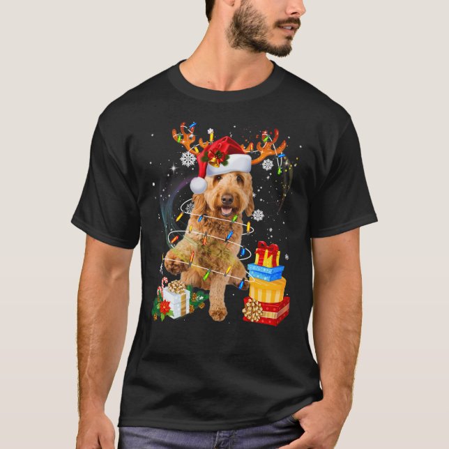 Camiseta Goldendoodle Reindeer Santa Christmas Funny Dog Pa (Anverso)