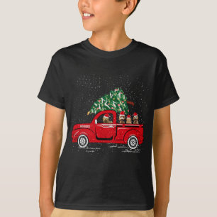 Camiseta Goldendoodle Riding Red Truck Santa Navidades Paja