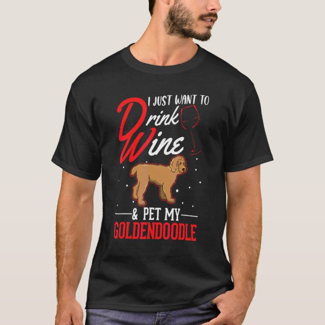 Camiseta Goldendoodle y Vino (Anverso)