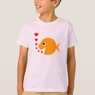 Camiseta Goldfish sonriente alegre feliz lindo del dibujo