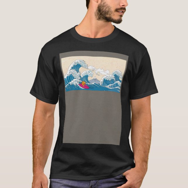 Camiseta GoldFish Surfing Great Wave Off Kanagawa Surfer (Anverso)