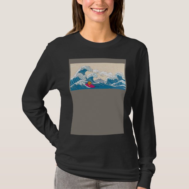 Camiseta GoldFish Surfing Great Wave Off Kanagawa Surfer (Anverso)