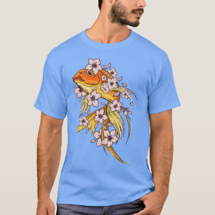 Camiseta Goldfish with funny goldfish and cherry blossoms a