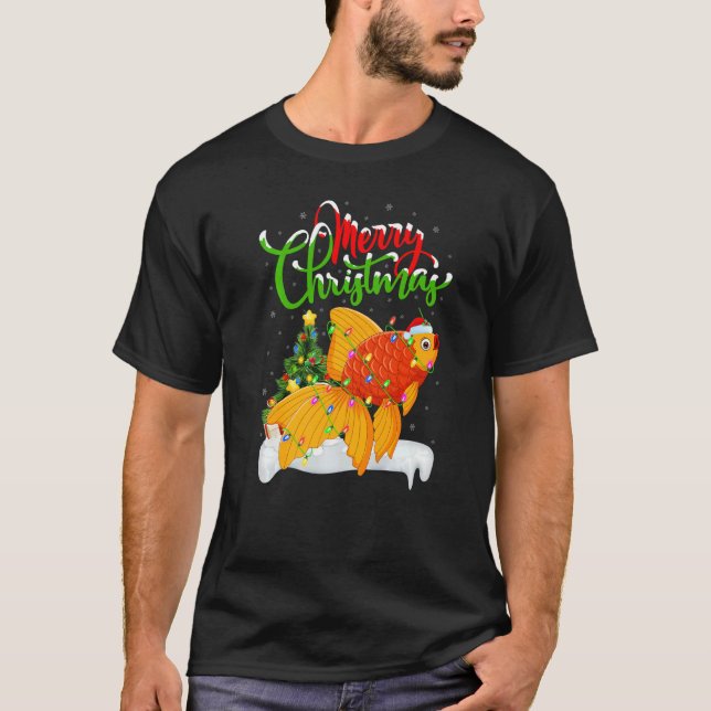 Camiseta Goldfish  Xmas Decorations Santa Goldfish Christma (Anverso)