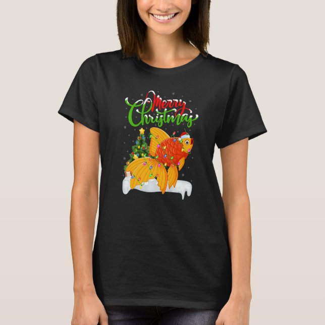 Camiseta Goldfish  Xmas Decorations Santa Goldfish Christma (Anverso)