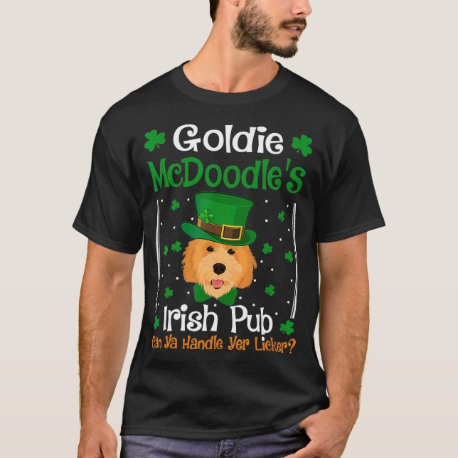 Camiseta Goldie McDoodles Irish Pub Goldendoodle St Day (Anverso)