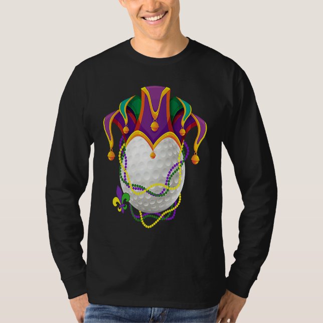 Camiseta Golf Ball Jester Hat Mardi Gras Parade Beads Mardi (Anverso)