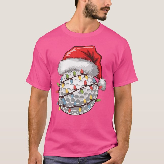 Camiseta Golf Ball Santa Hat Árbol de Navidad iluminado gol (Anverso)