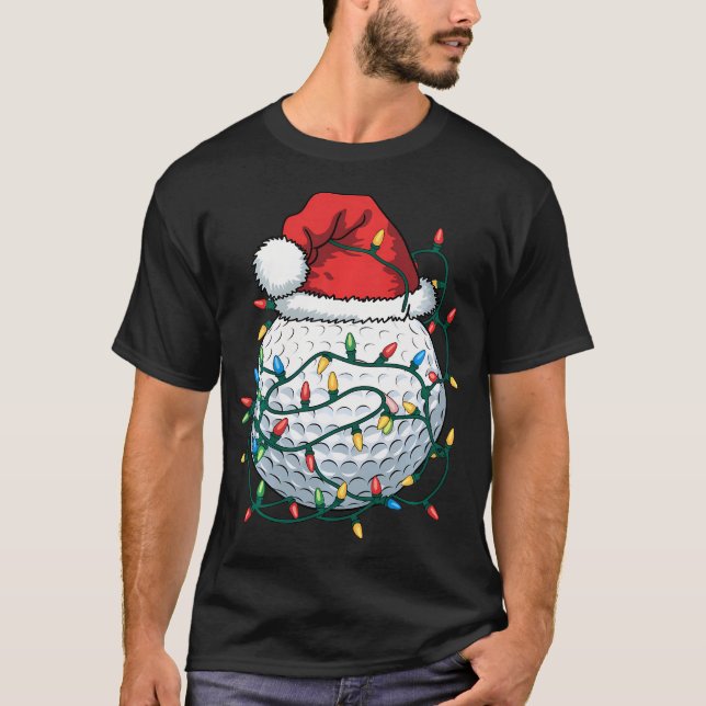 Camiseta Golf Ball Santa Hat Hombres Mujeres Navidades Golf (Anverso)