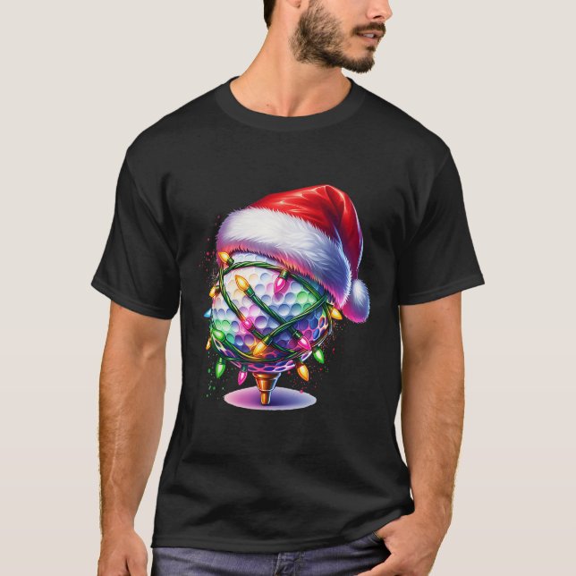 Camiseta Golf Ball Santa Hat Hombres Mujeres Navidades Golf (Anverso)