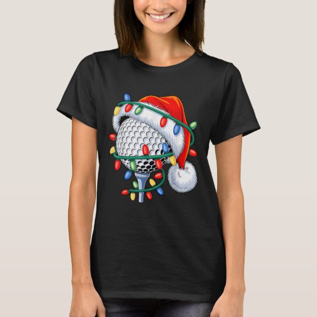 Camiseta Golf Ball Santa Hat Xmas Navidades divertidos Homb (Anverso)