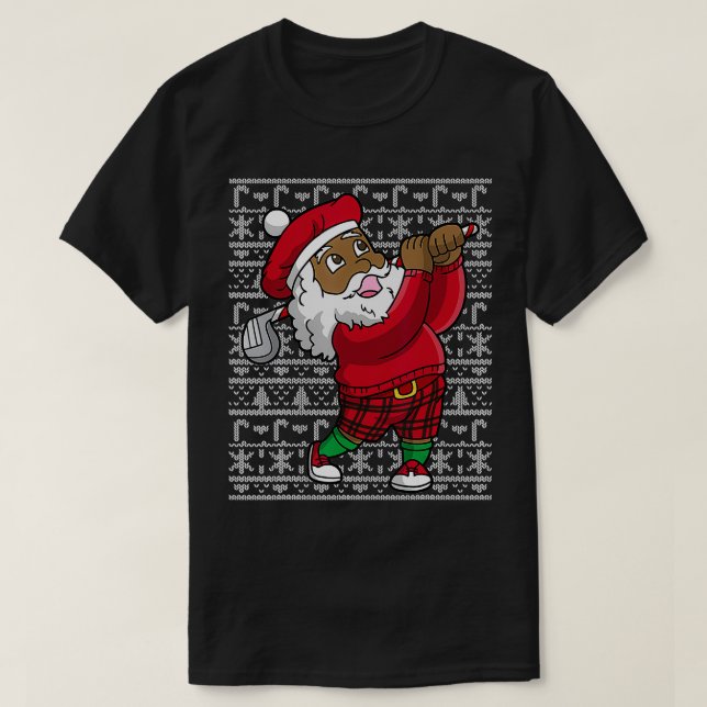 Camiseta Golf Black African American Santa Claus Golfing Ch (Diseño del anverso)