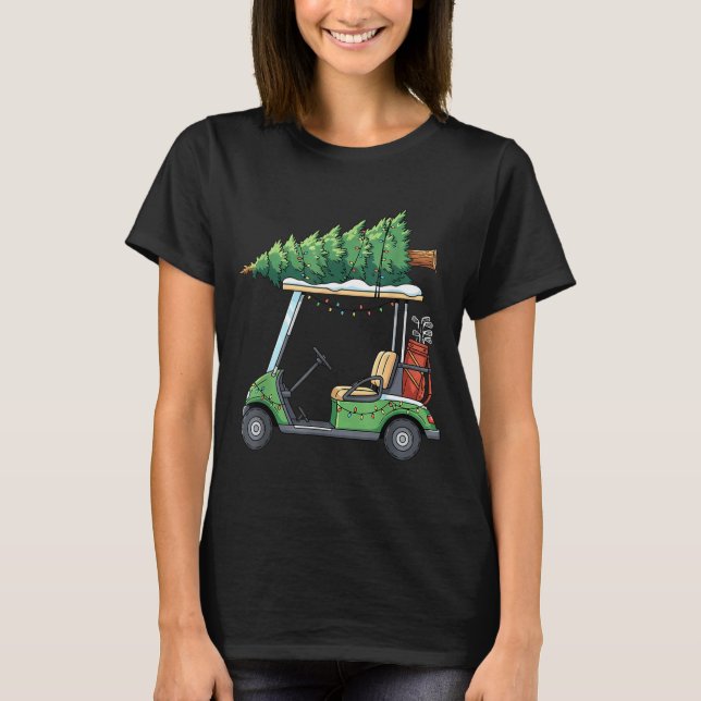 Camiseta Golf Cart Christmas Tree Lights Funny For Men Wome (Anverso)