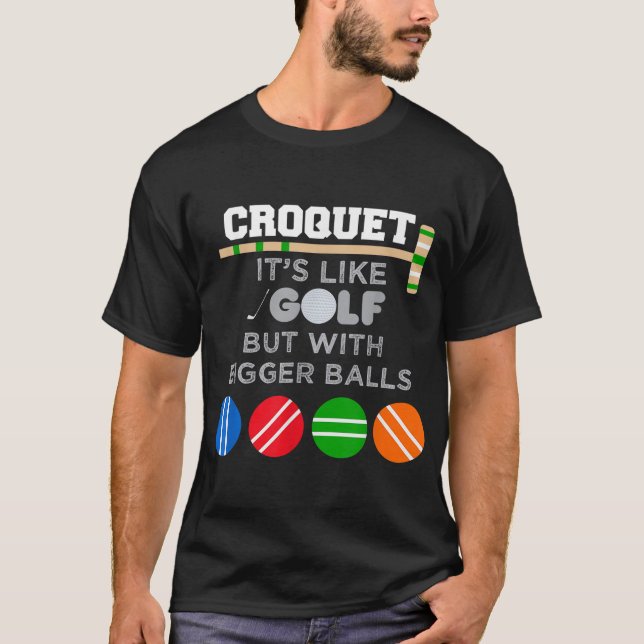 Camiseta Golf Croquet Game Ball Mallet Wickets Funny Player (Anverso)