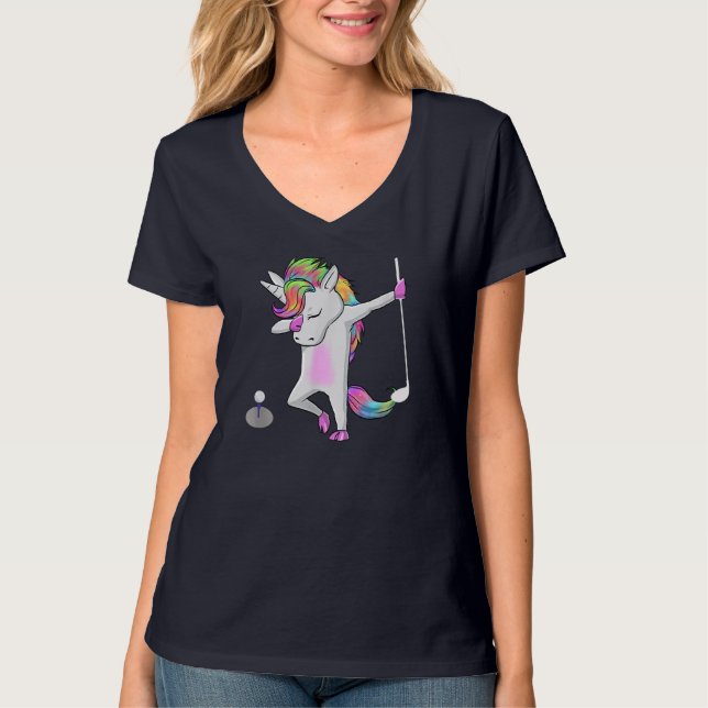 Camiseta Golf Dabbing Unicorn Funny Dab Dance Funny Gift (Anverso)