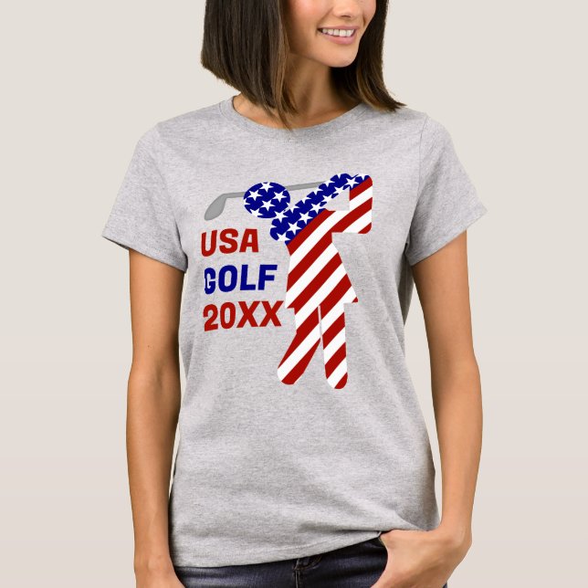 Camiseta GOLF DE LAS MUJERES Patrióticas DE EEUU (Anverso)