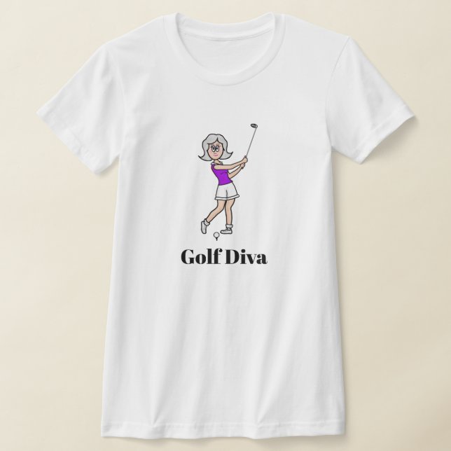 Camiseta Golf Diva Gray Hair Lady Golfer T-Shirt (Distribución)