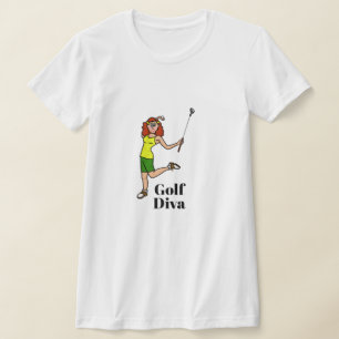 Camiseta Golf Diva Red Head Auburn Female Golfer T-Shirt