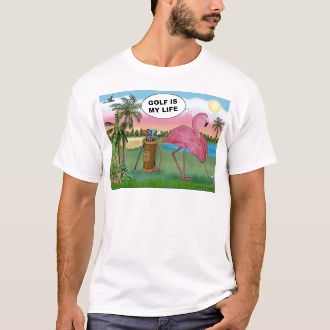 Camiseta Golf Flamingo - El golf es mi vida (Anverso)