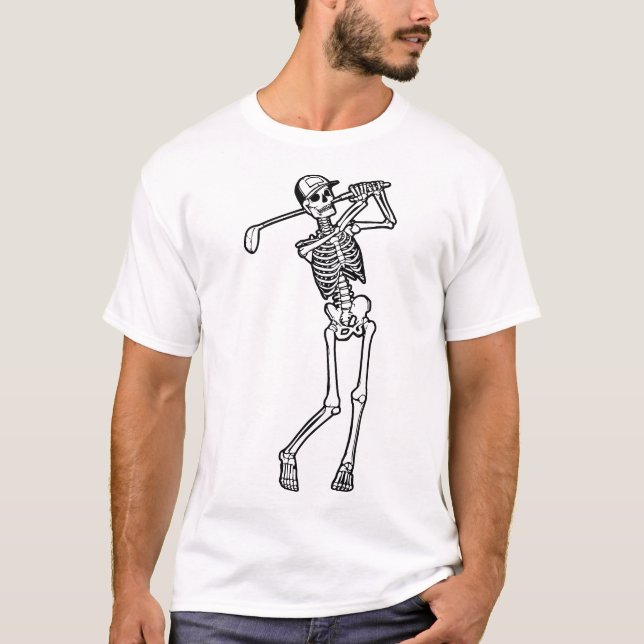 Camiseta Golf Funny Golfing Skeleton jugando al golf (Anverso)