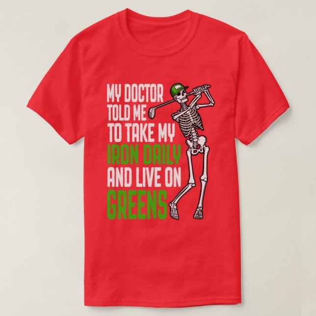 Camiseta Golf Iron Daily Live On Greens Funny Skeleton Golf (Diseño del anverso)