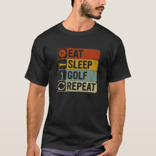 Camiseta Golf Men Retro 60s 70s Eat Sleep Golf Repeat