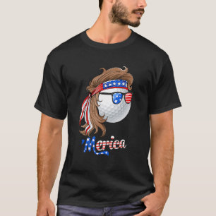 Camiseta Golf Mullet 4 De Julio Bandera Americana Merica Fa