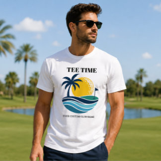 Camiseta Golf Palma Tropical Atardecer Tu Texto Personaliza