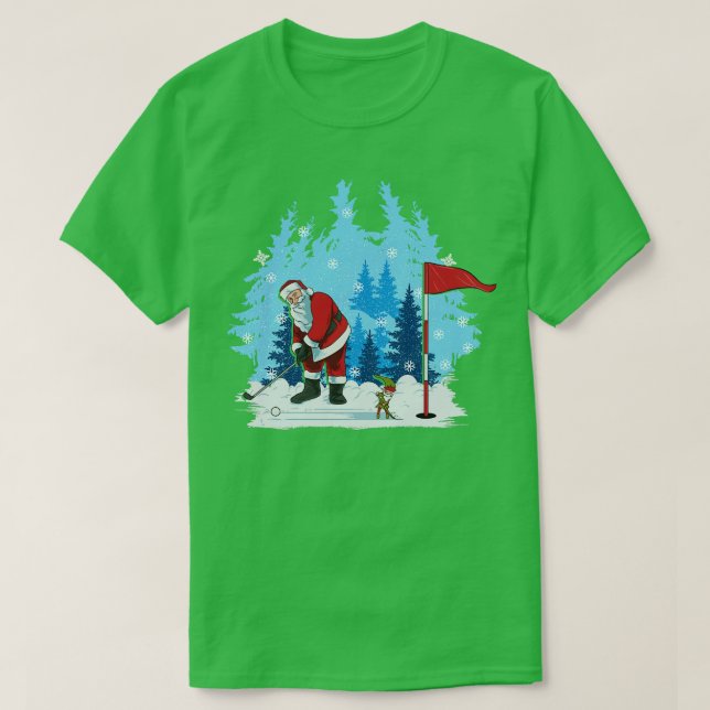 Camiseta Golf Santa Putting Golfing Navidades Deportes (Diseño del anverso)