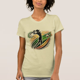 Camiseta Golfer femenina elegante en oro y verde