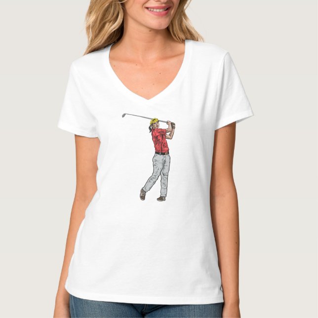 Camiseta Golfer femenina impulsa la bola con precisión (Anverso)