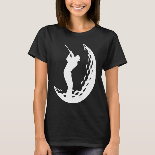 Camiseta Golfer Swinging Golf Club in Golf Ball Silhouette (Anverso)