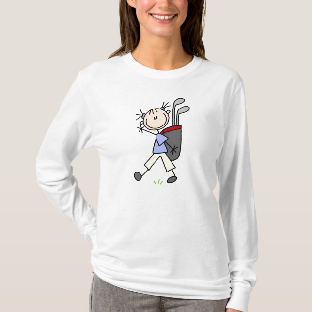 Camiseta Golfista del chica con el bolso y clubs (Anverso)