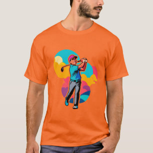 Camiseta Golfista vibrante de Pop-Art balanceándose con un 